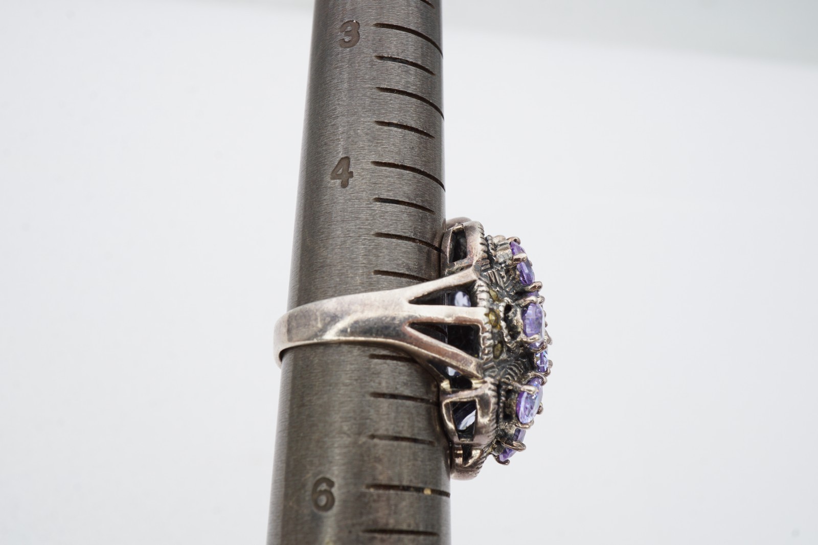 Vintage Sterling Silver 925 Marcasite CZ Ring Size 5