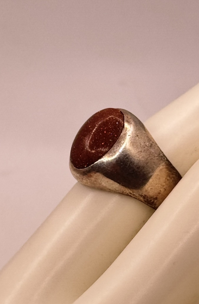 VINTAGE GOLDSTONE Sterling Silver 925 Band RING Sz 6.75