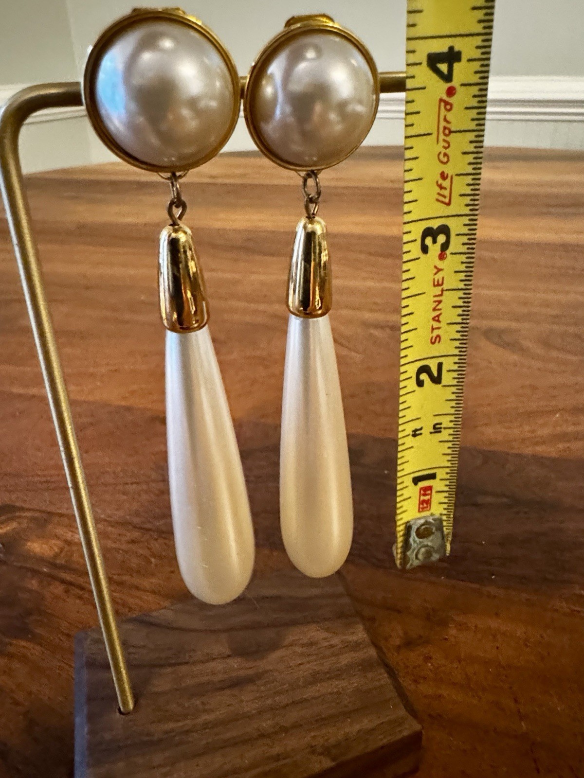 3 Pair Vintage 1980-1990s Clip On Earrings Gold Tone Faux Pearl