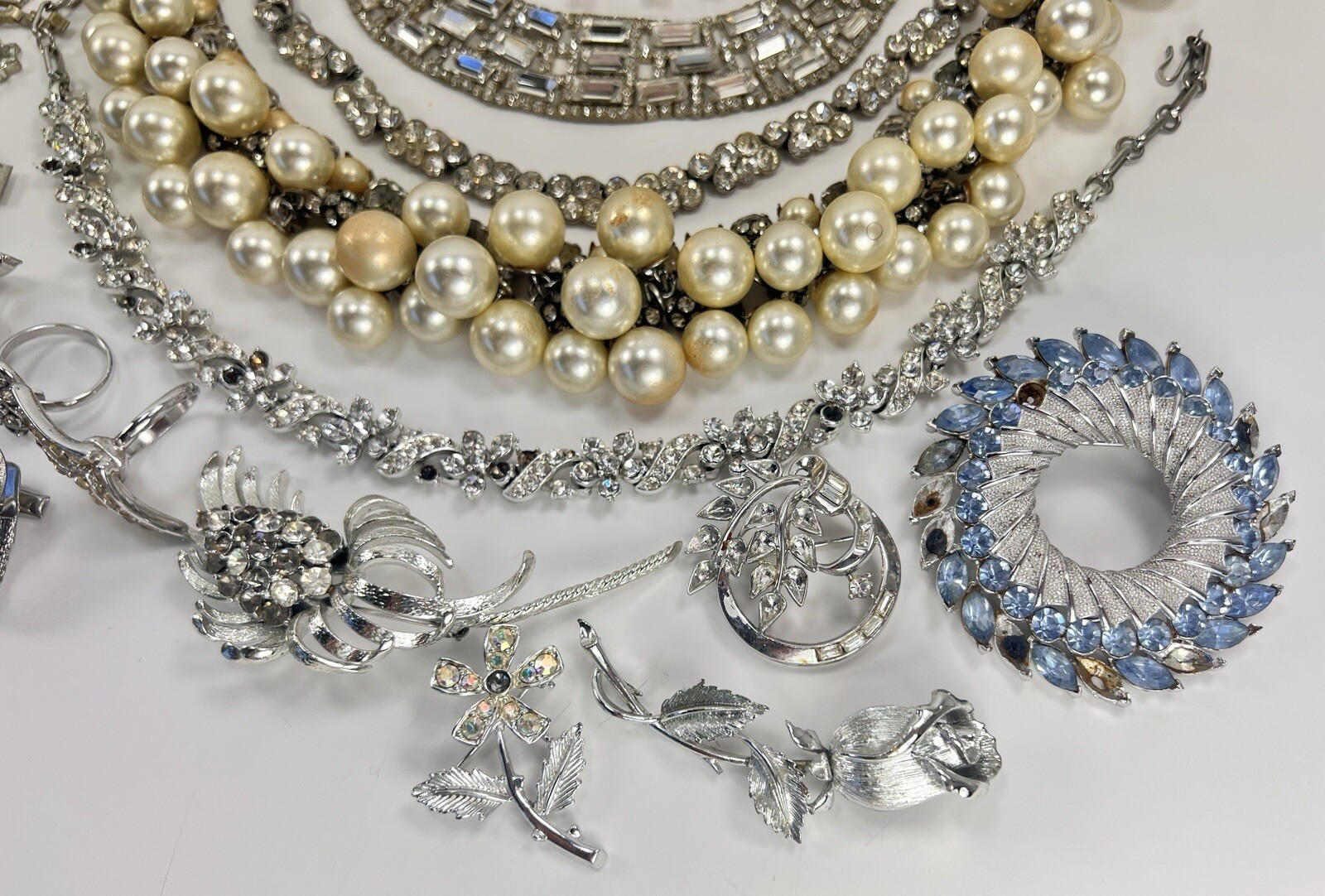Vintage Kramer Bogoff Lisner + Rhinestone Jewelry Repair Parts Craft Lot #1