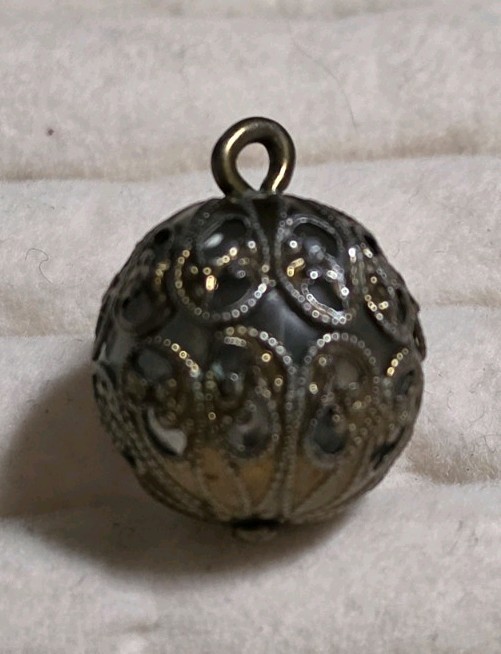 Victorian Bronze Openwork Ball Pendant Over Crystal Ball Very Interesting Piece