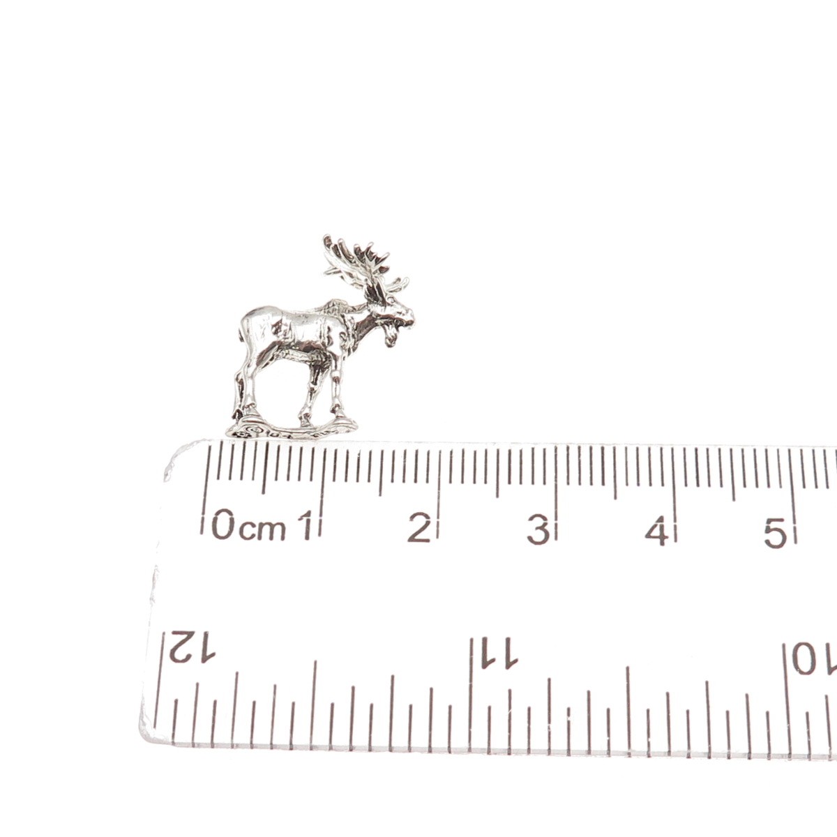 925 Sterling Silver Vintage 1984 Moose Oxidized 3D Mini Charm Pendant