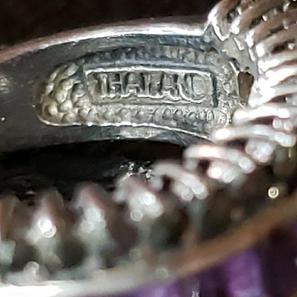 Sterling Silver/Amethyst/Marcasite Vintage Ring-size 6-nickel free
