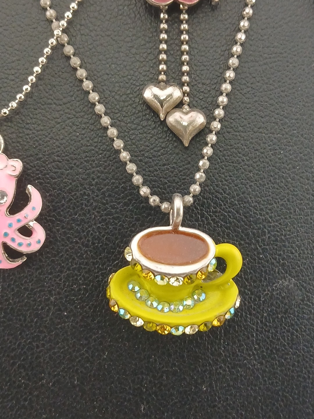 New Old Stock lot of 4 COOKIE LEE silver tone assorted figural pendant necklaces