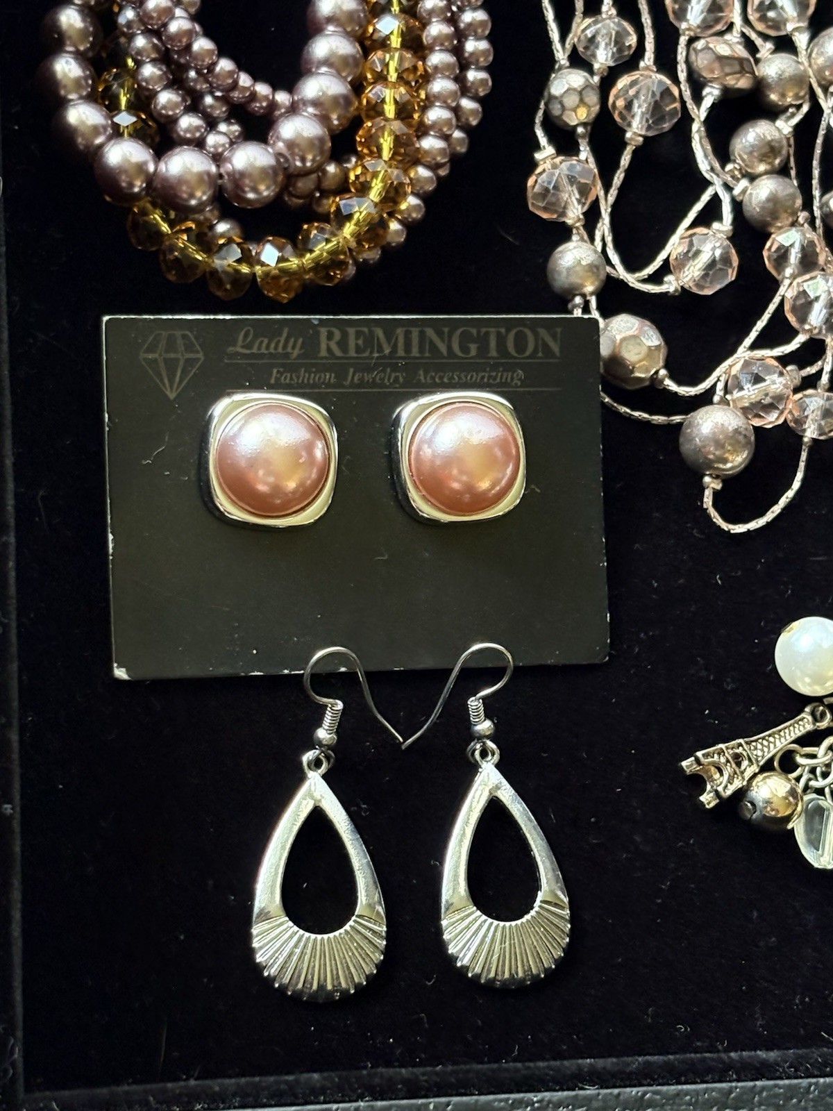VTG Modern Mix Jewelry Lot Natural Stones Gold Tone Rhinestones All Wearable