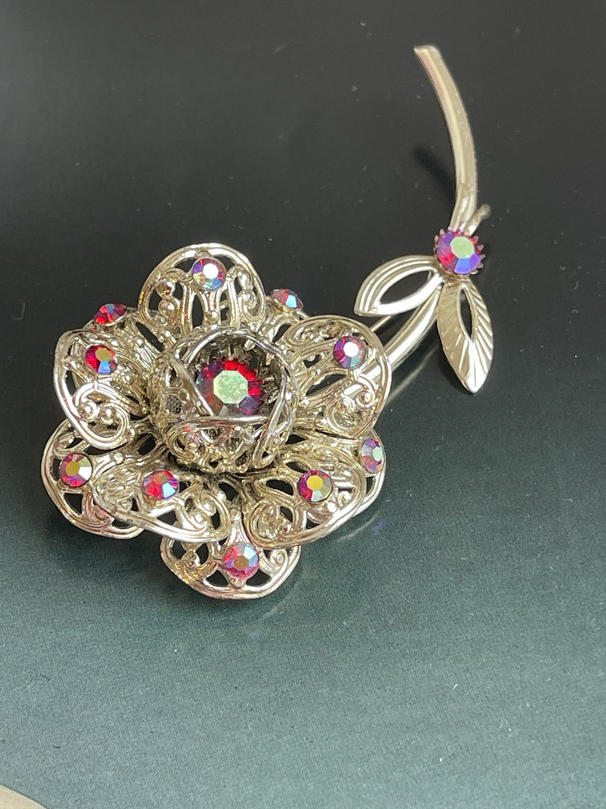 Vintage Signed Sarah Coventry Fashion Flower Book Piece 1961 Brooch