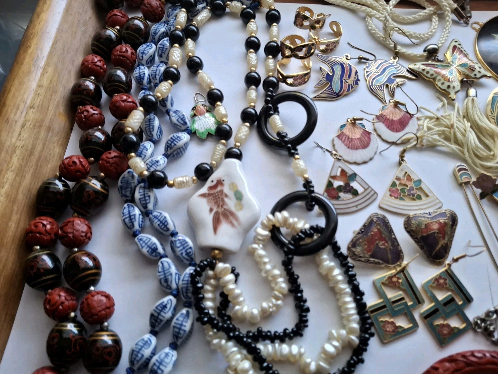 Vintage Cloisonne Jewelry 44 Mixed Jewelry Earrings Necklaces Braclets & More