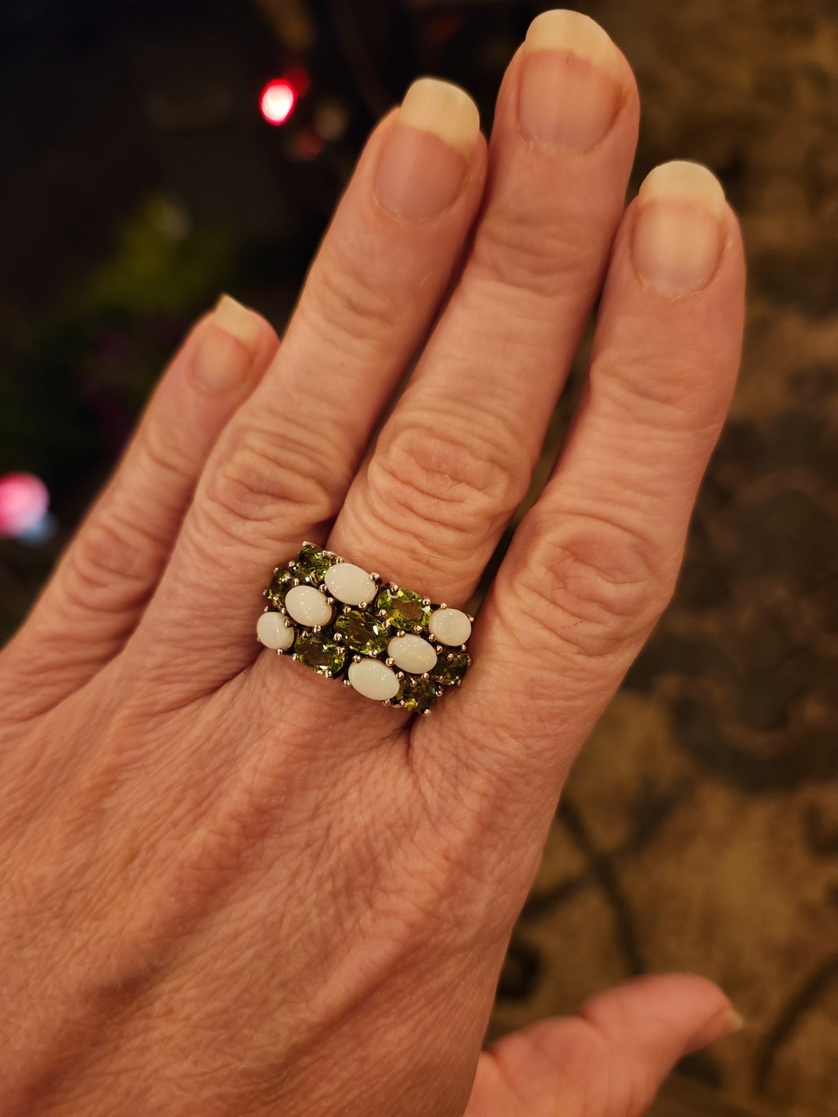 Peridot and Opal Ring Size 8 – .925 Sterling Silver