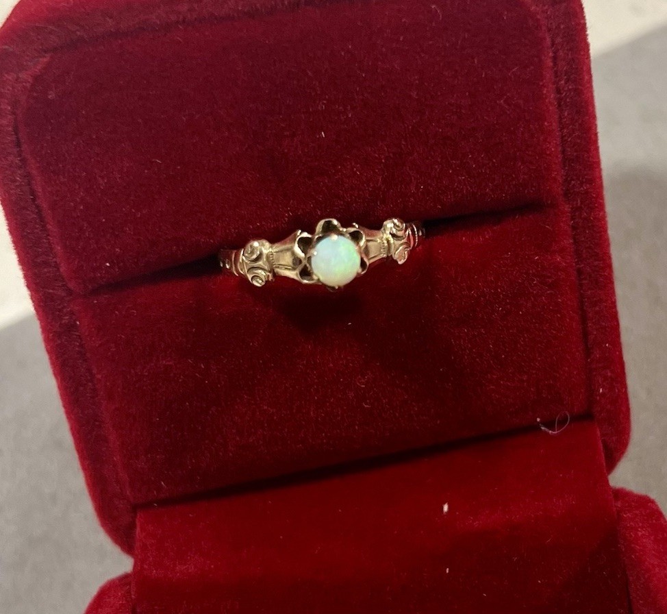 Victorian Antique Opal 10k Yellow Gold Ring Size 7.25 Reduced! Intricate Belt