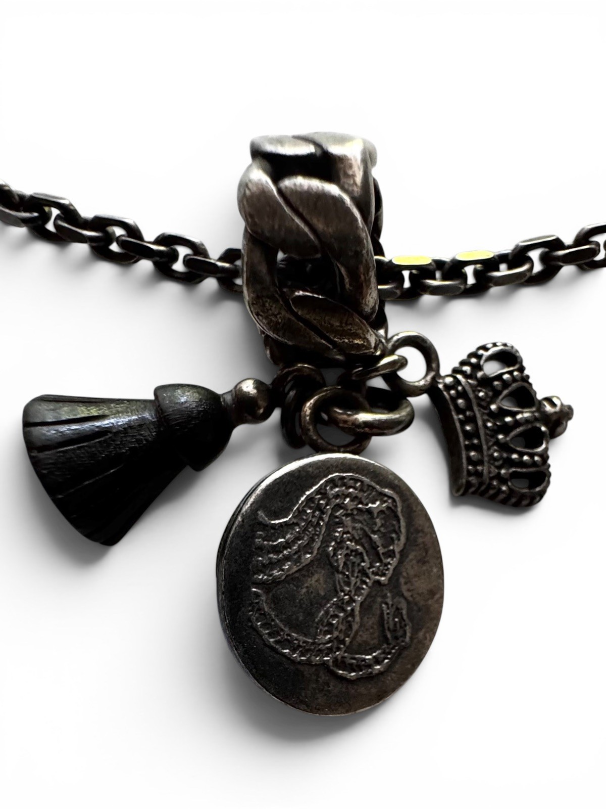 Diesel For Successful Living 925 Marked Charm Necklace Crown Pendant Y2K Mens