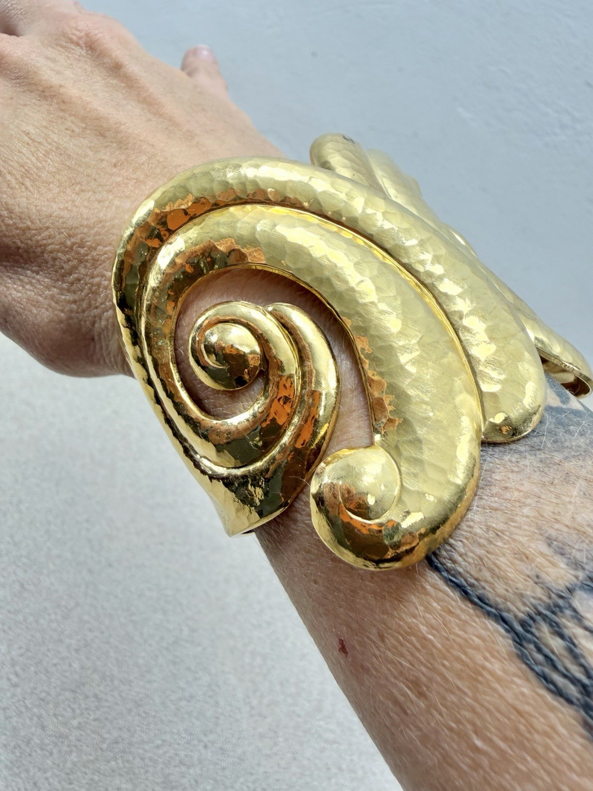 Vintage Jose Maria Barrera for Avon CORINTHIAN Hammered Gold Plate Cuff Bracelet