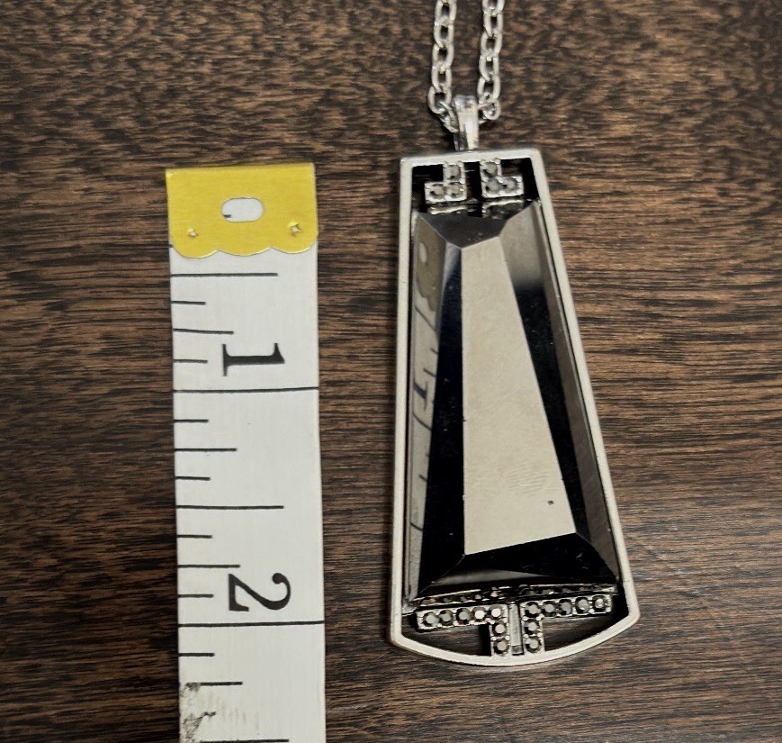 Long Hematite Art Deco Necklace, 34 Inches