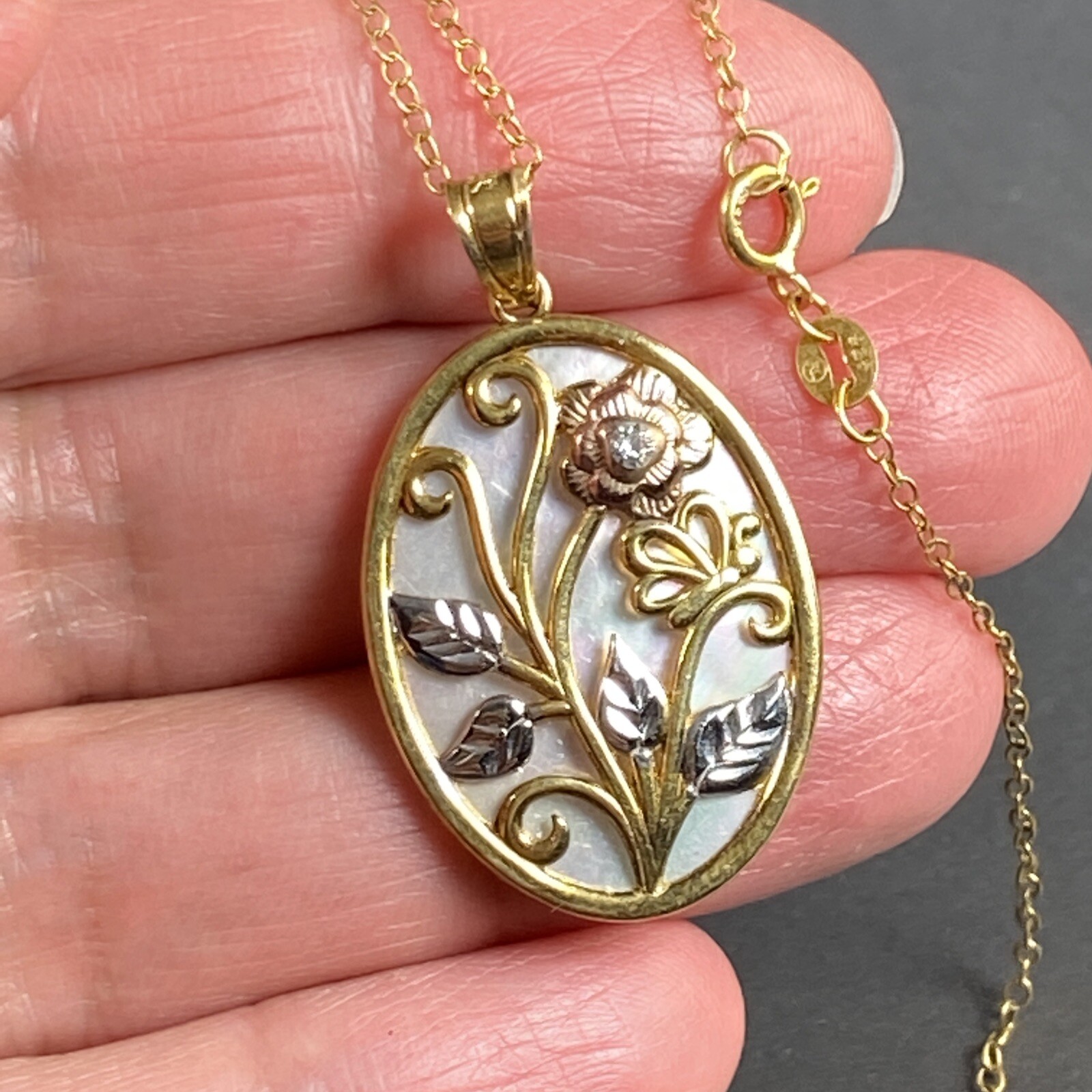 Vintage Pendant Necklace Estate Fine Jewelry Pre-Owned Sterling Vermeil Pearl
