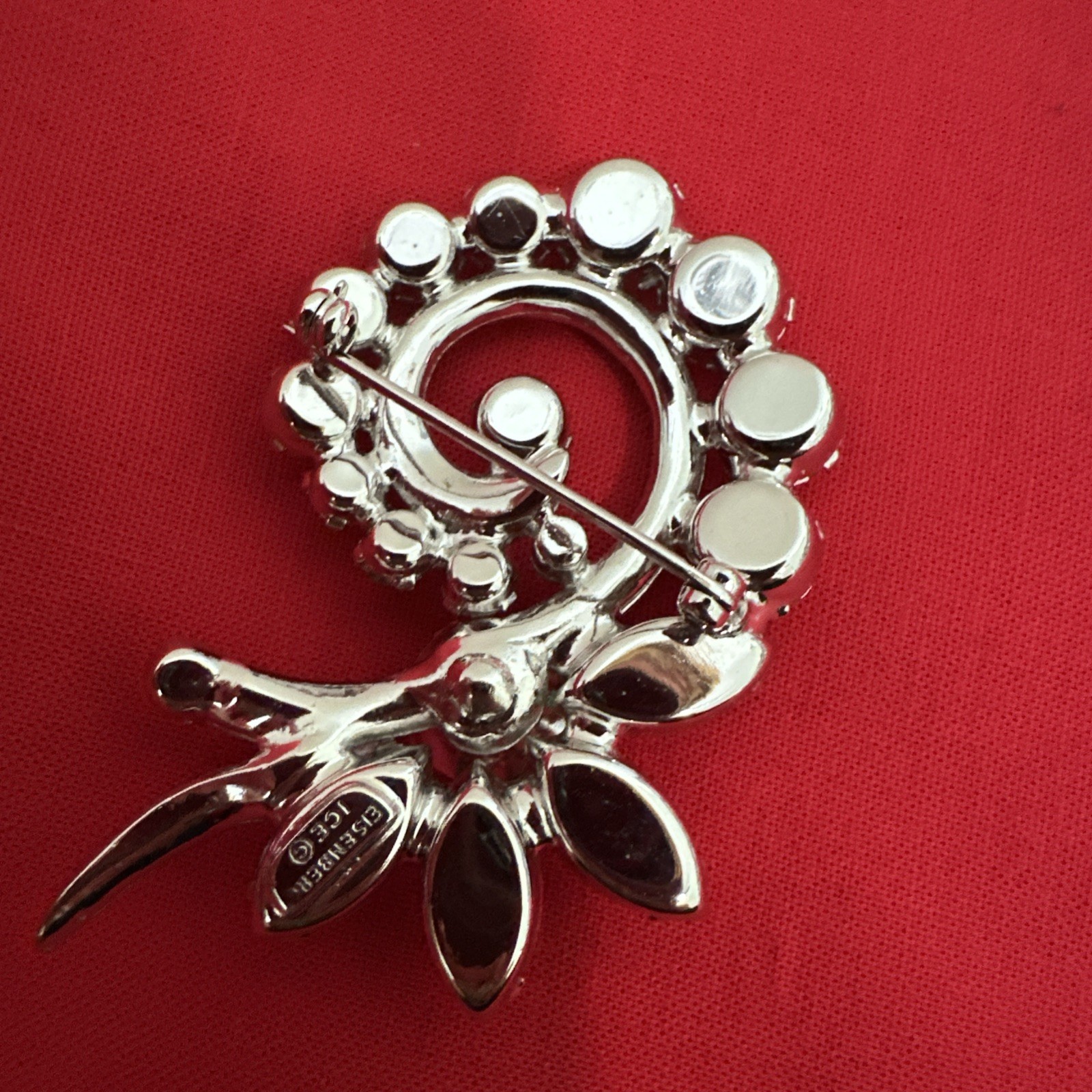 Vintage Eisenberg Ice White Rhinestone Crystal 2.25″ Statement Brooch Pin