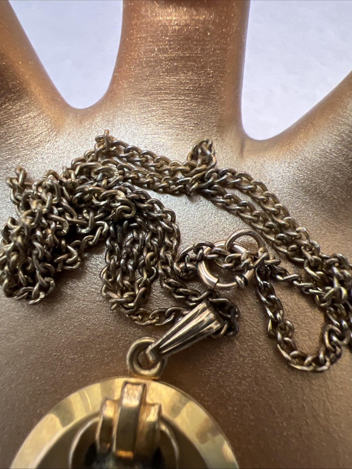 Antique Edwardian Gold Filled Or Gold Plated Fancy Faceted Stone Locket Necklace