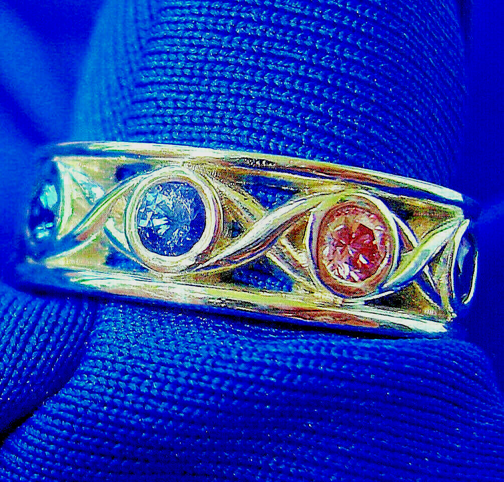 EARTH MINED NATURAL Color PINK DIAMOND Sapphire Band Deco PLATINUM Etenity Ring