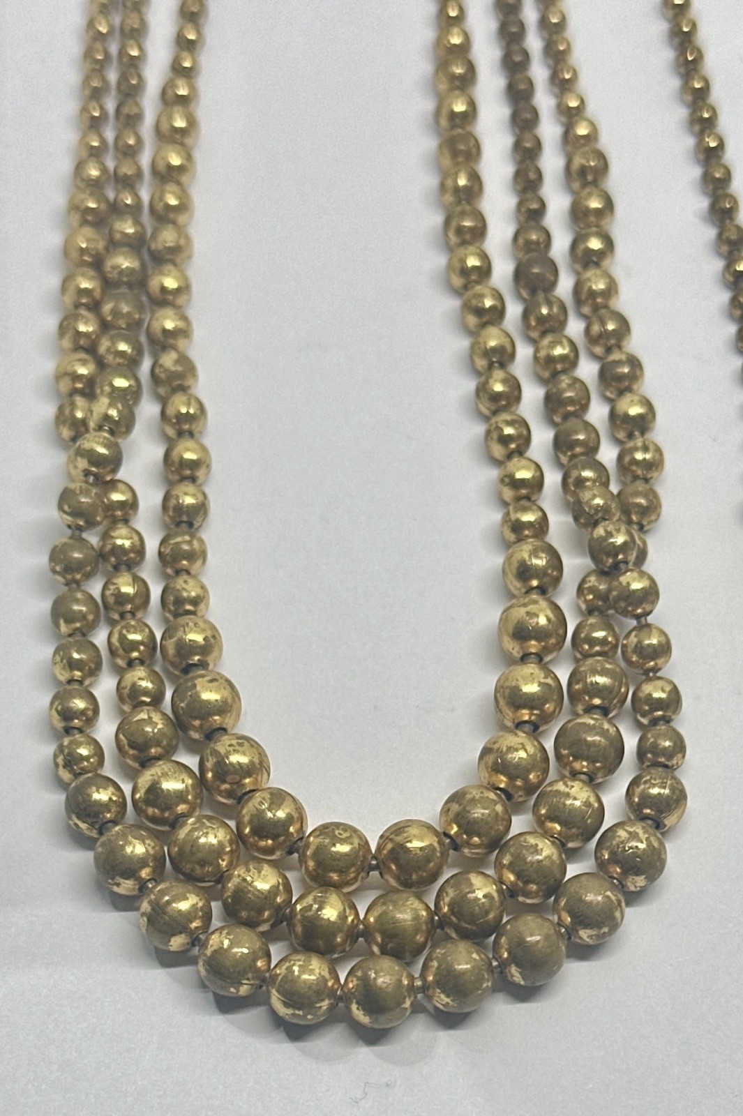 Vintage Victorian Ball and Chain Brass Ornate Slide Clasp Necklace Lot of 3