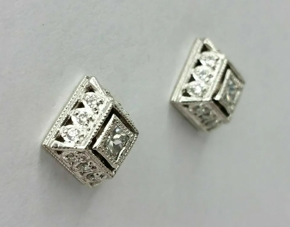 Art Deco Vintage Lab Created Diamond Woman’s Special Antique White Gold Finish