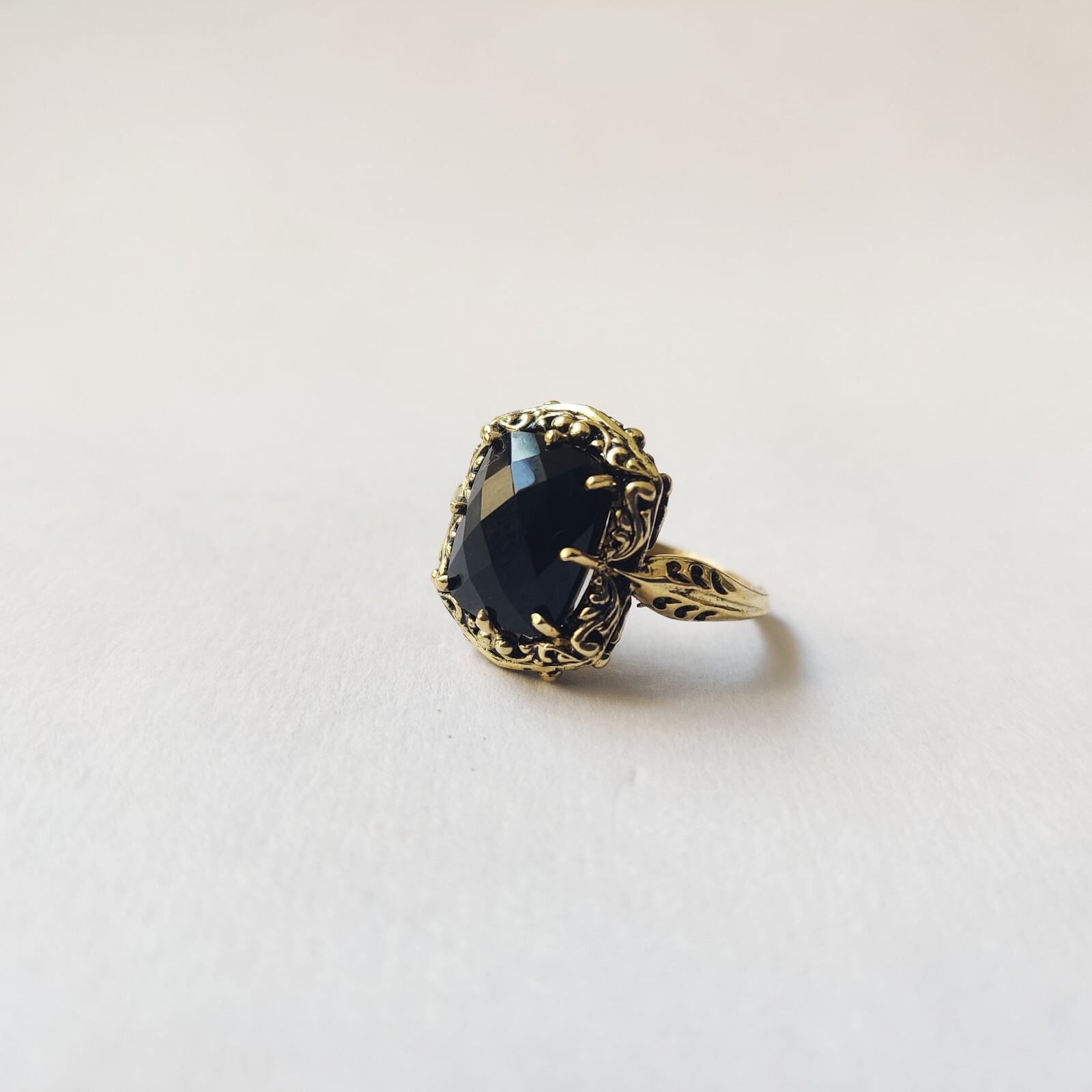 antique 925 silver vintage Victorian art deco handmade black onyx ring best gift