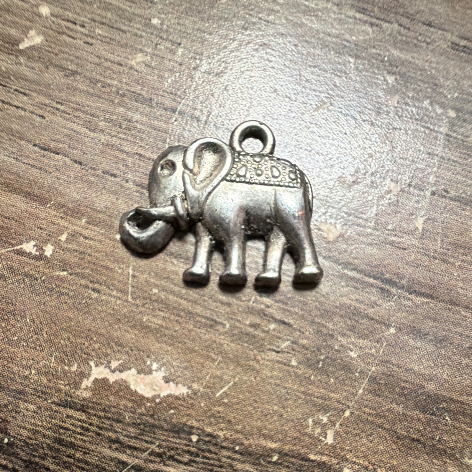Silver Tone Elephant Dangle Charm Pendant with Loop, No Stone
