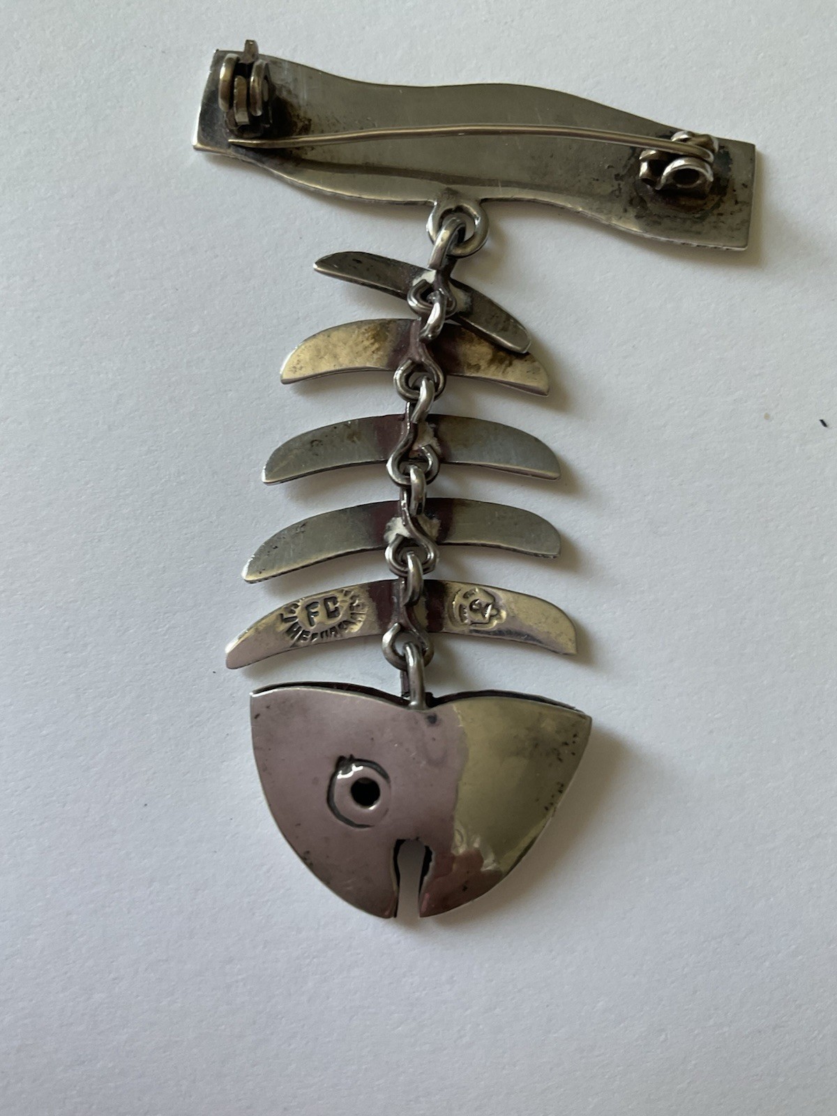 Vintage Mexico Taxco Sterling Silver ArticulatedFish Brooch Pin 6.5 g