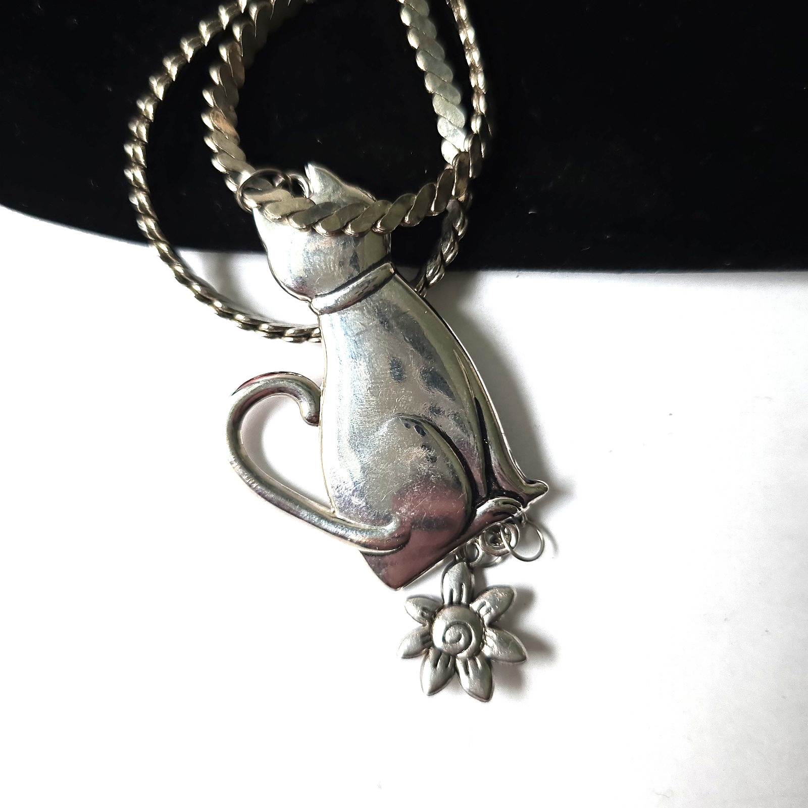 Vintage Silver Tone Ct pendant Stainless Steel Chain Necklace 20″L
