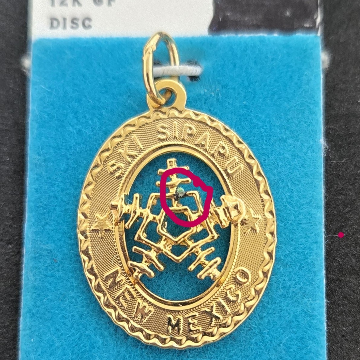 CREA 12Kt Yellow Gold-Filled Snowflake Ski Sipapu New Mexico Disc Pendant