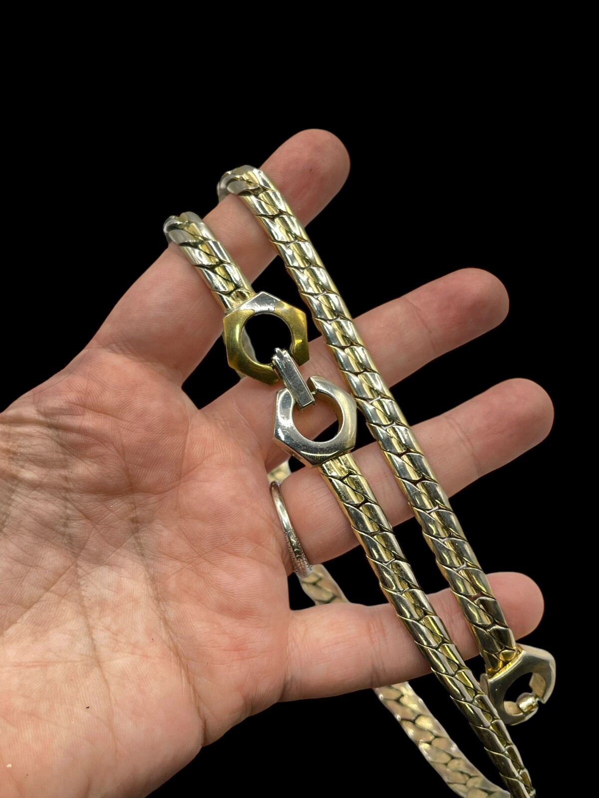 Vintage Curb Chain Necklace And Bracelet Set