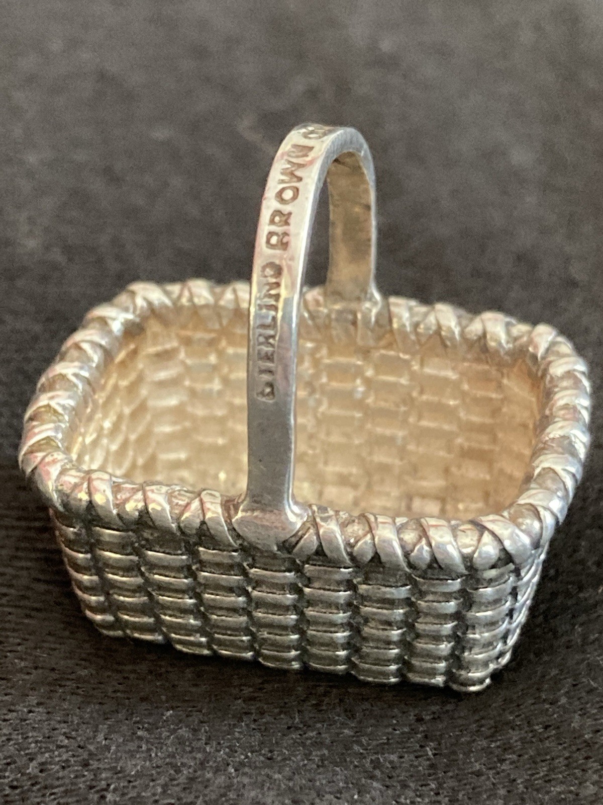 Vtg. FULL NAME HALLMARK BROWN COUNTY BASKET STERLING CHARM NOS RETIRED
