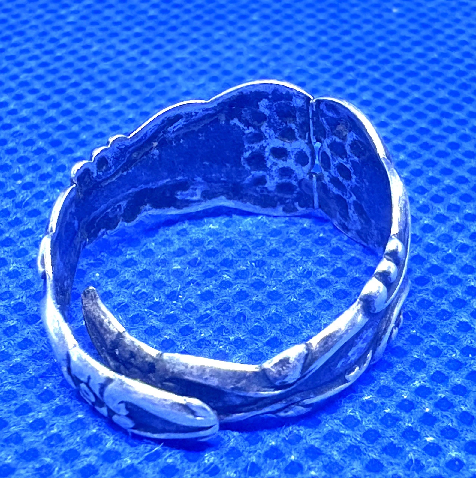 (26) 1920-1930s Antique Vintage 925 Sterling Silver Ring Adjustable – Floral