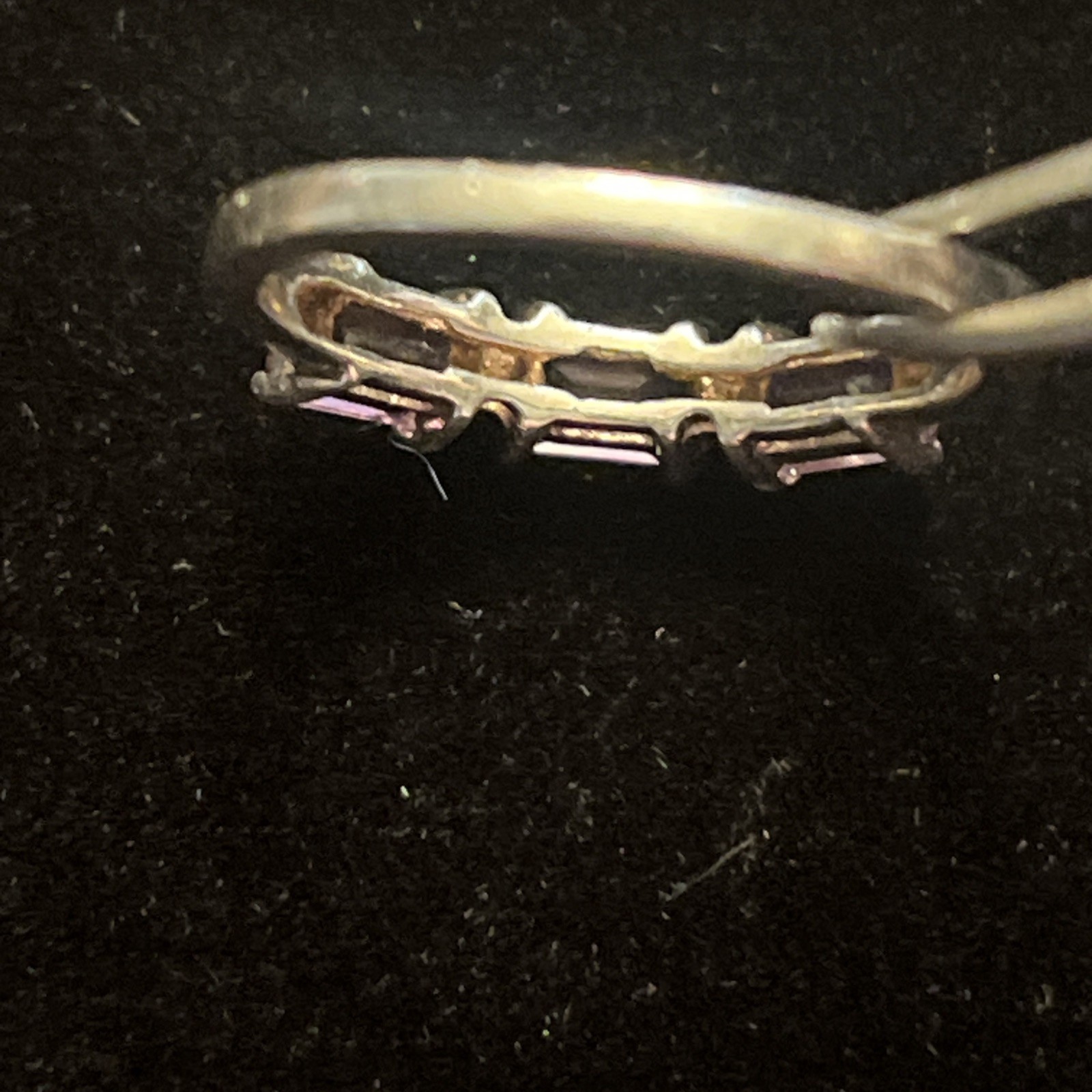 Vintage 925 Sterling Silver 3-Stone Amethyst FEB Birthday Ring Size 6