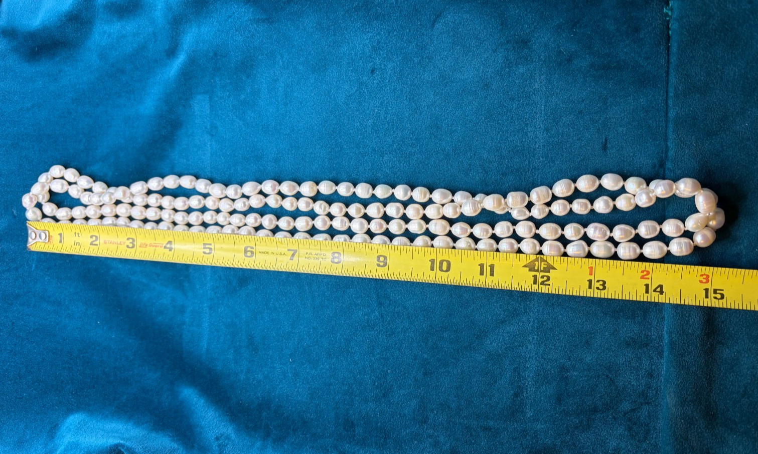 Fresh Water Baroque Pearl Necklace Extra Long Single Strand Hand Knotted 62″