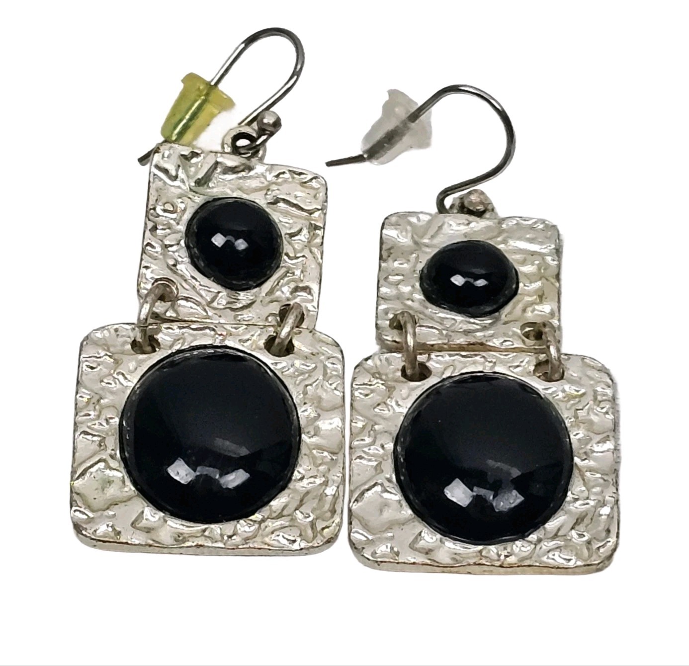 Vintage Mid-Century Style Geometric 2 Part Dangle Pierced Ear Earrings 1 3/8″L