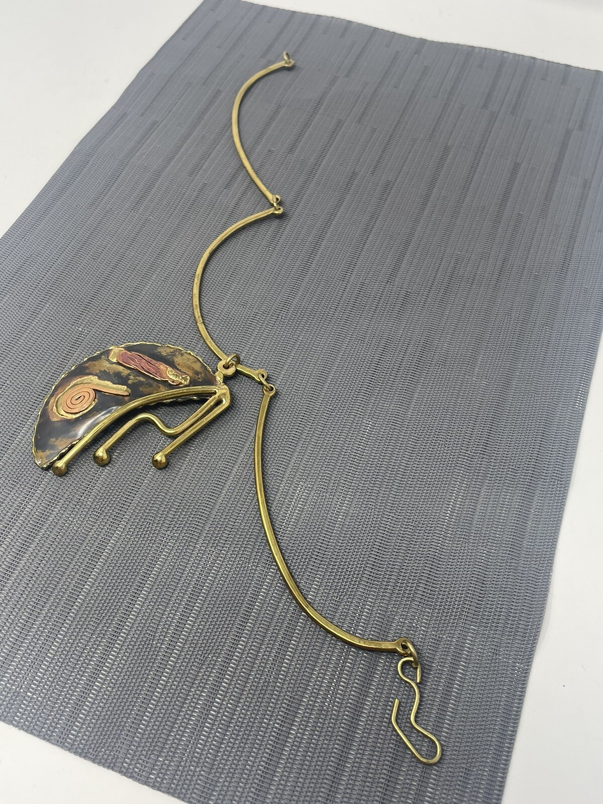 VTG South African Mixed Metal Choker Necklace Brass Copper Brutalist Modernist
