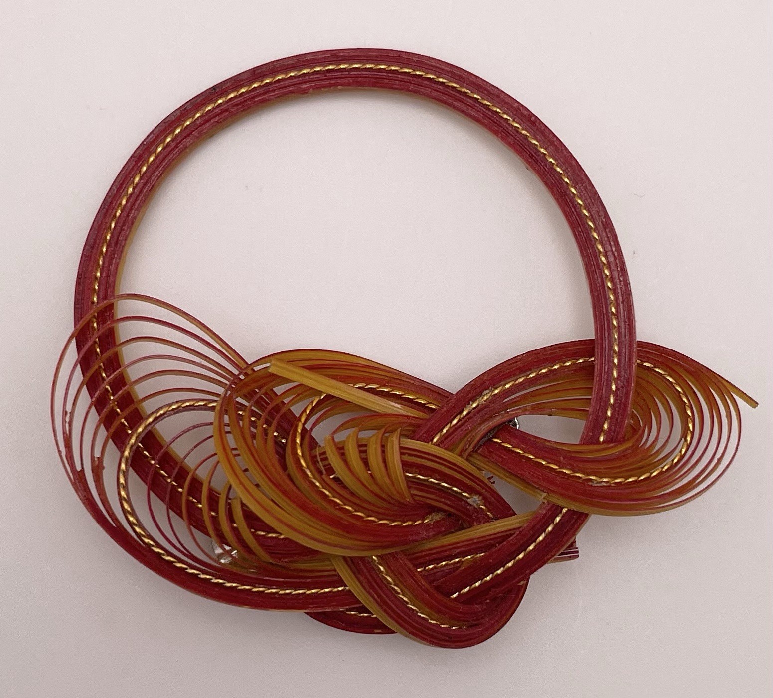 Simple & Elegant Burnt Orange Twisted Circle Bamboo Brooch