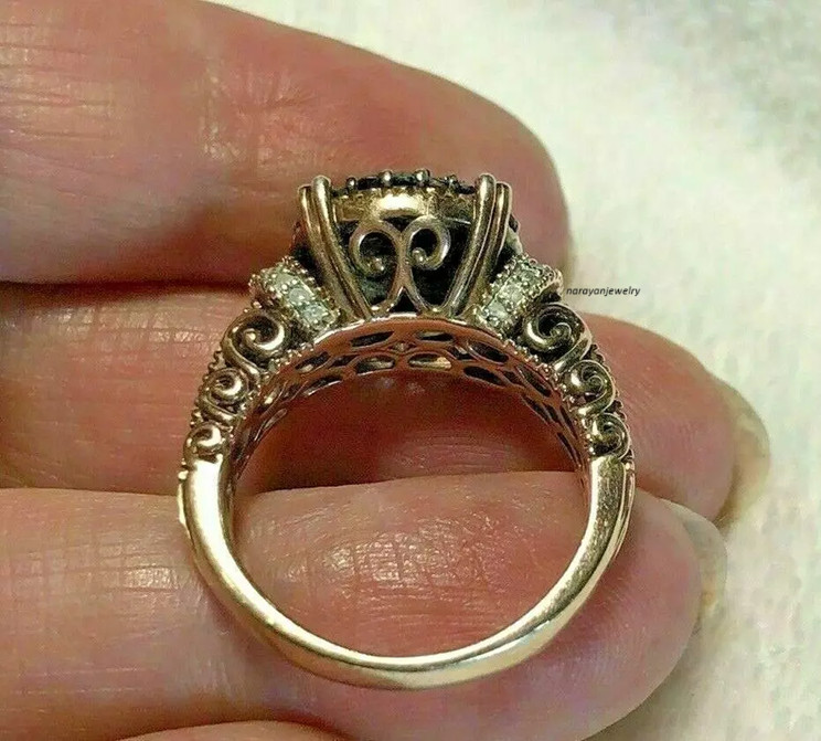 Antique Style 2Ct Lab Created Black Onyx Cluster Wedding Ring Rose Gold Finish