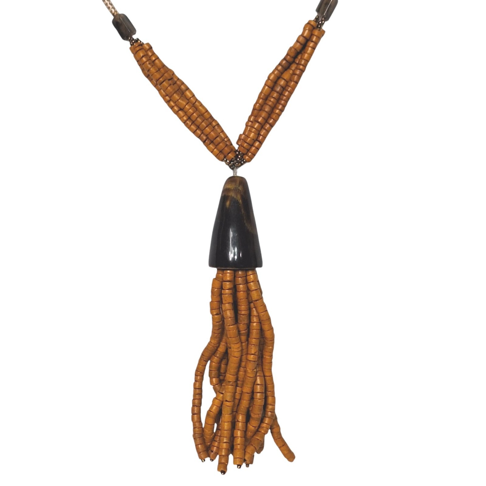 Vintage African Wooden Beaded Tribal Necklace Womens Costume Jewelry