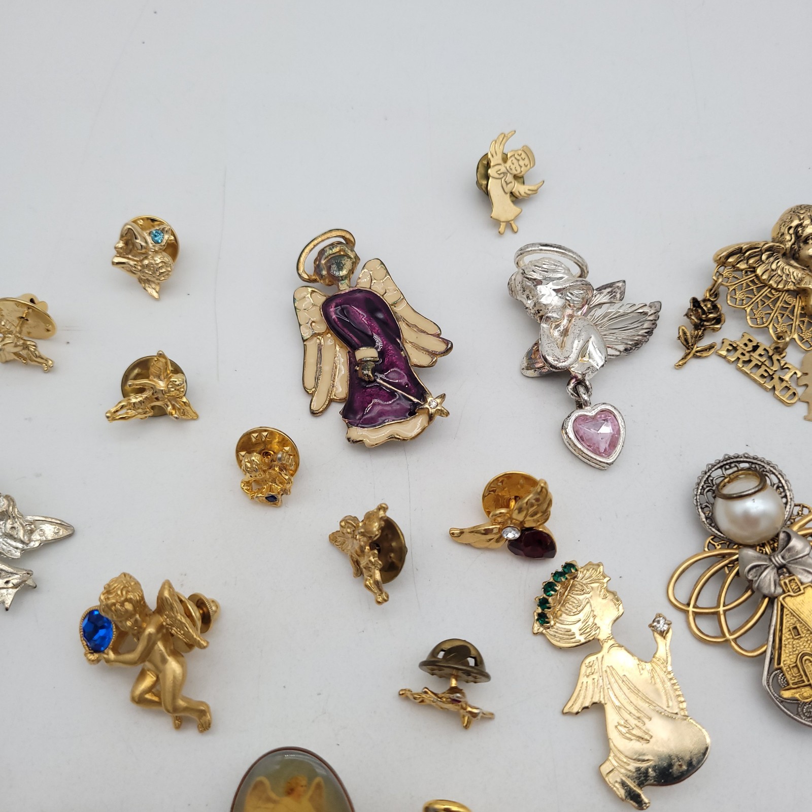 Religious Angels Cherubs Crosses Lot Vtg Lapel Pin Brooch Mix Fashion Jewelry