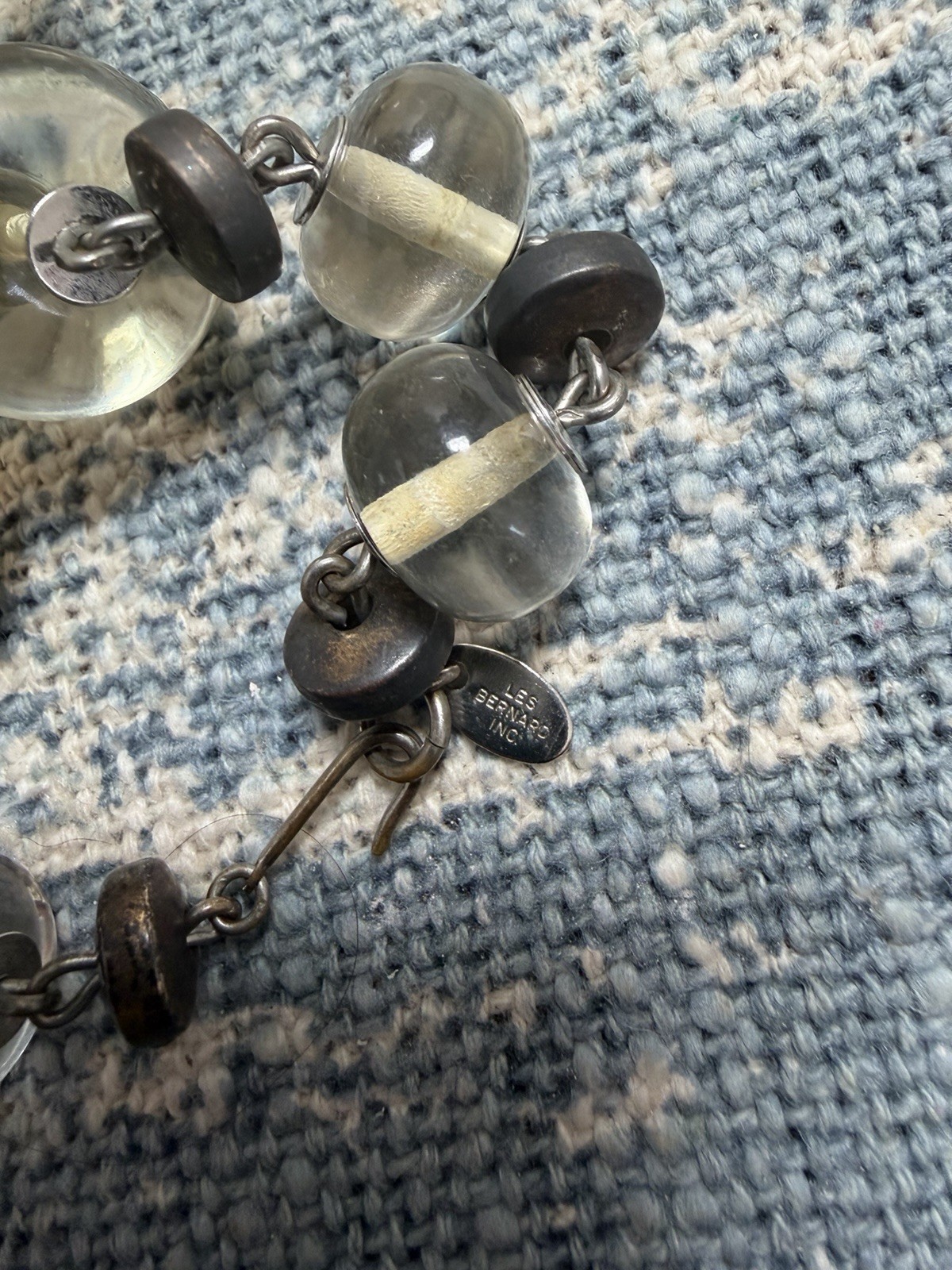 1960s LES BERNARD Large Clear Lucite Acrylic Chunky Beads Choker Necklace