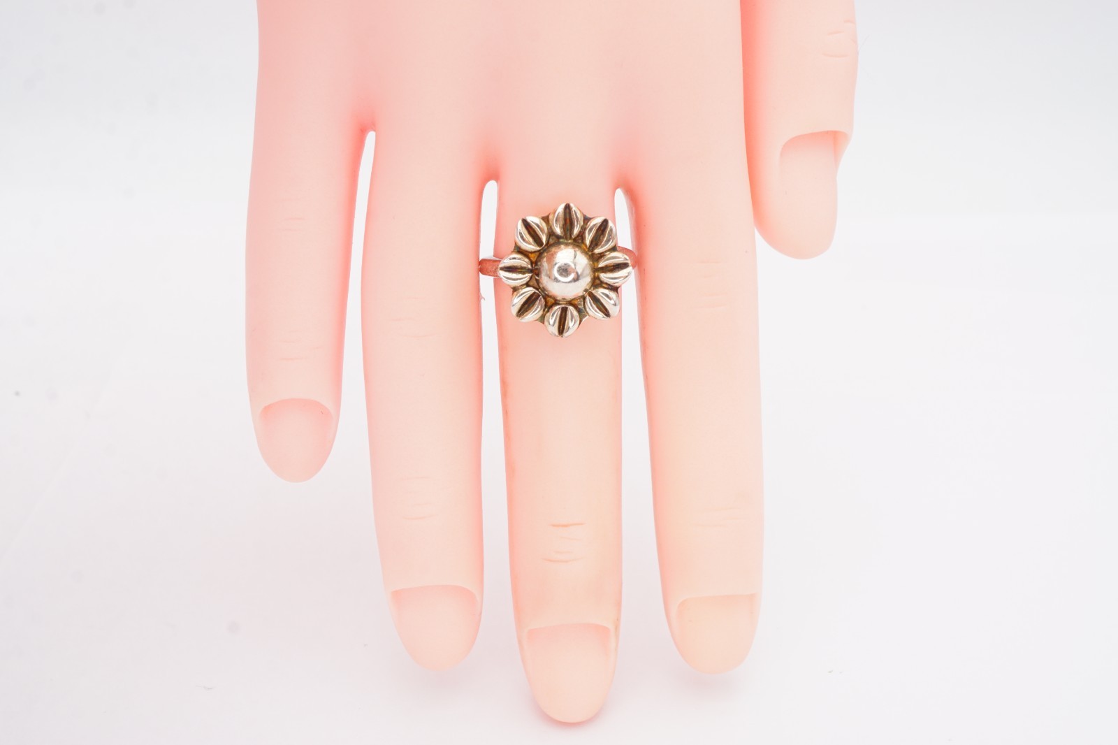 Vintage Mexico Sterling Silver 925 Flower Ring Size 5.25 Adjustable
