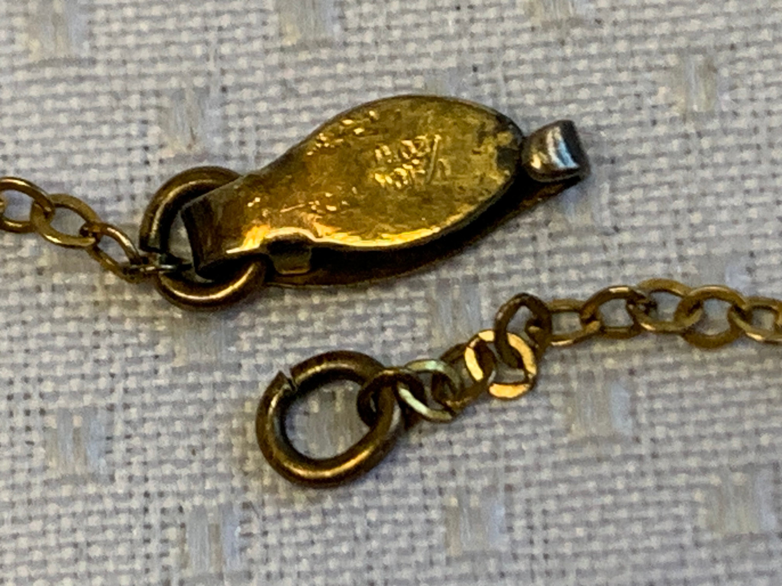 Vtg Gold Filled Necklace 18″ Jewelry Cable Chain Clear Stone Pendant