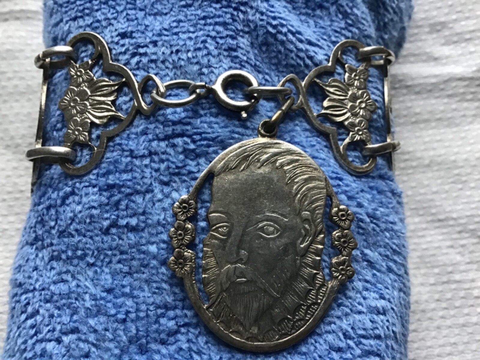 Militaria Bracelet Spain Unusual Scenes on Links VINTAGE Estate Jewelry Unique
