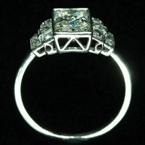2.80CT Two Stone Art Deco Geometric Cluster Lab Created Diamond Ring 925 Silver