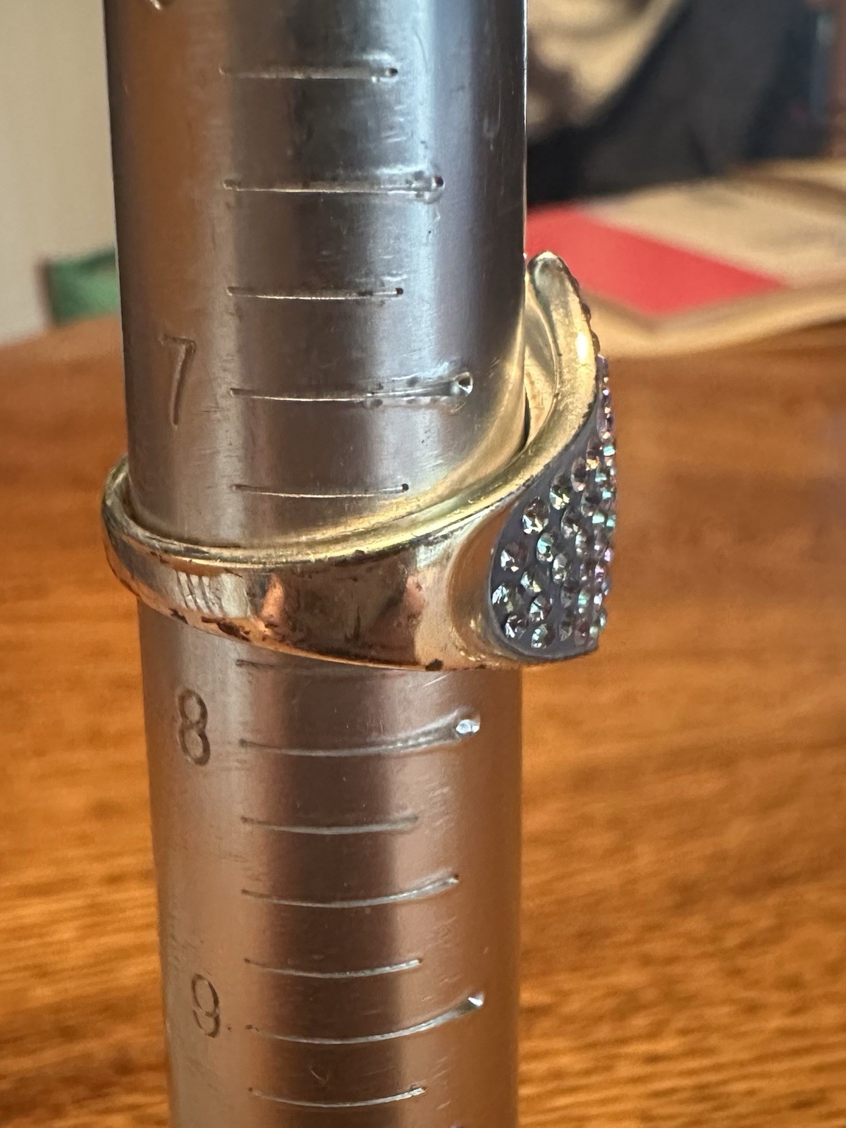 Vintage JCM Silver Tone Over Brass Light Purple Pave Crystals Ring Size 7.5