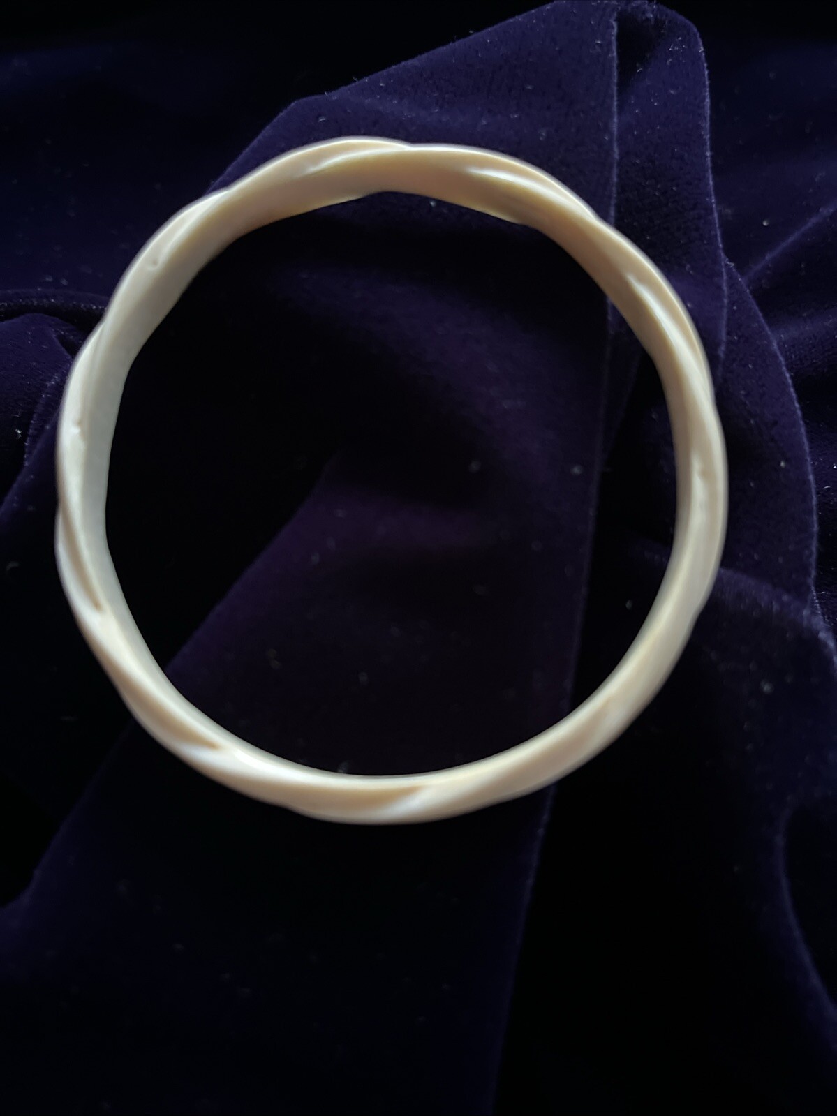 Vintage Celluloid Bangle Bracelet Twist Design Cream Color MCM