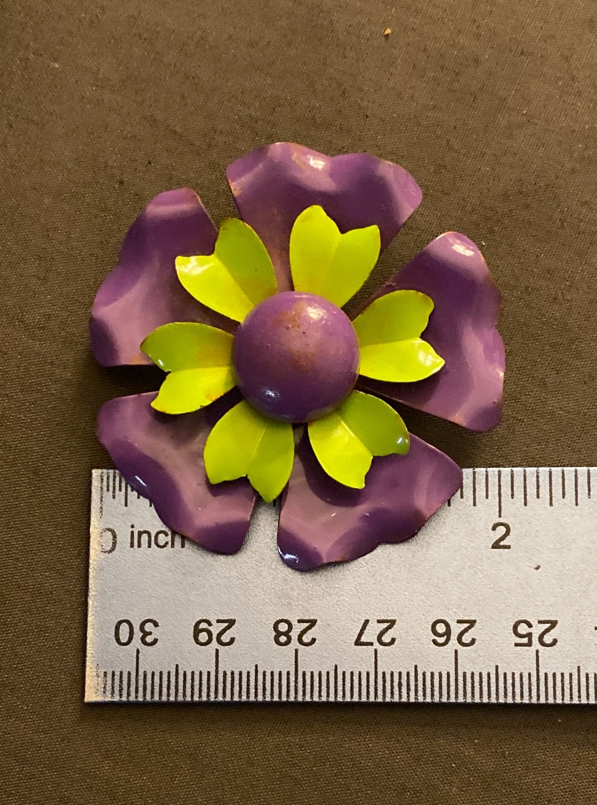 3 Vintage MCM Floral Brooch Pins Various Material Mod 60s 70s Hippy~Groovy