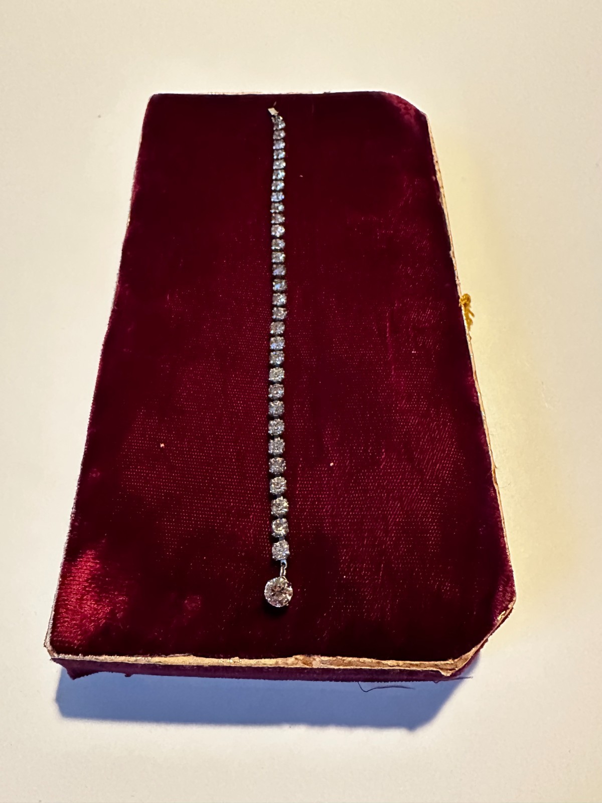 Vintage 1930’s Bracelet Clear Rhinestones Rhodium – single strand