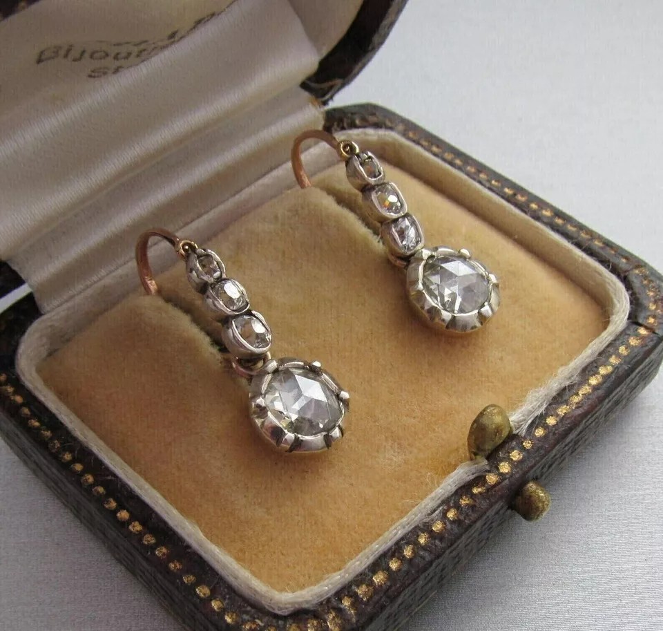 Art Deco Lab-Created Diamond Drop Dangle Wedding Earring 14K White Gold Finish