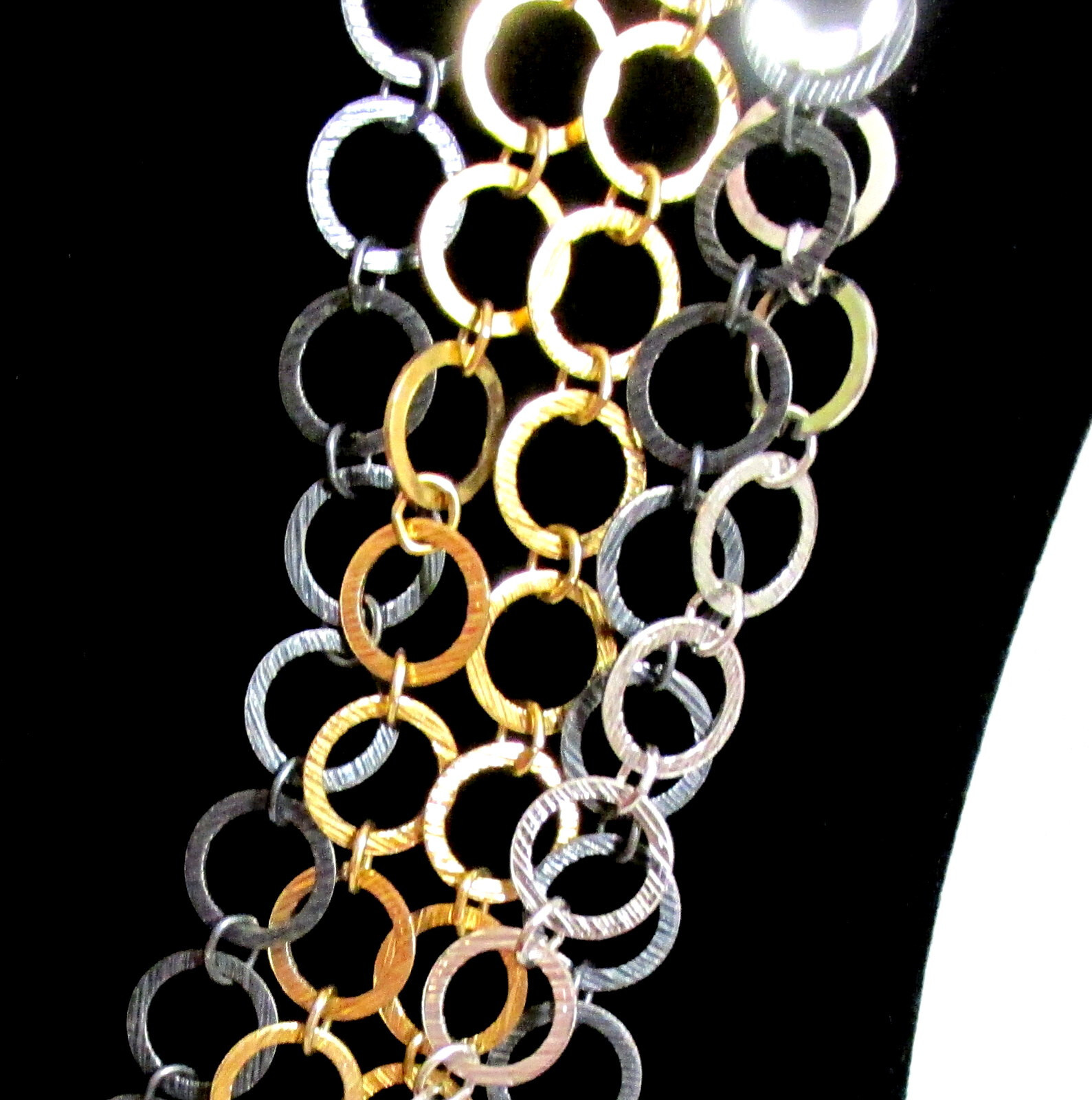 VTG RUNWAY NAPIER LUXE 36″ SWEEPING MULTICHAIN MIXED METAL NECKLACE MODERNIST