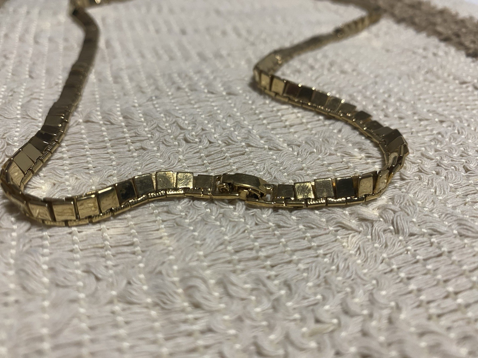 Vintage Monet Gold Tone Flat Square Link Chain Necklace 24”